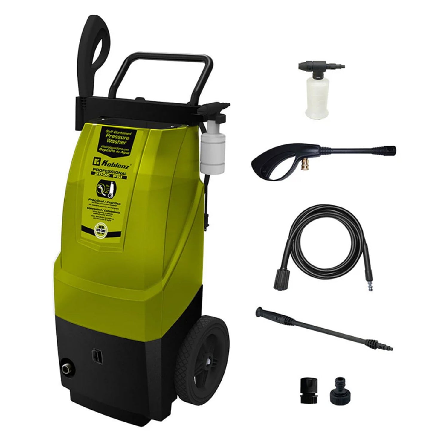 Koblenz 2,000-PSI Electric Pressure Washer with 8-Gal. Water Tank and 35-Ft. Cord, Green and Black HLT-380 V