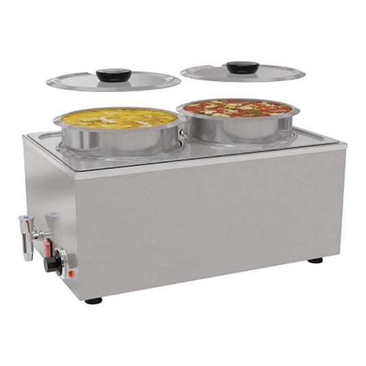 KoolMore 8 Qt. Stainless Steel Countertop Food Warmer with Faucet, Soup Station and Buffet Table with Two Serving Sections