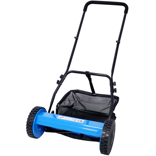 Ktaxon 14-Inch 5-Blade Push Reel Lawn Mower with Grass Catcher, Blue