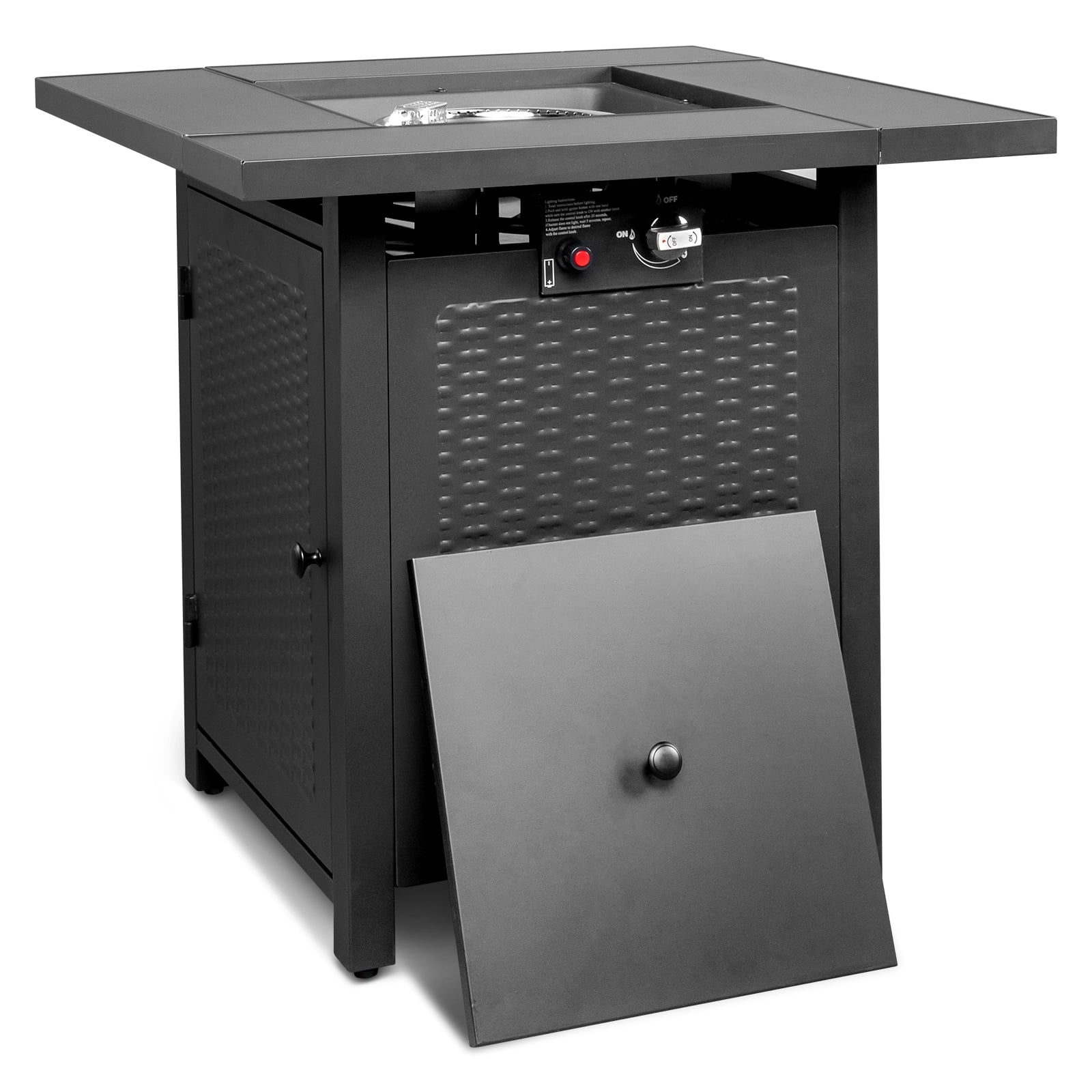 Ktaxon 28" Propane Gas Fire Pit Table 50,000 BTU Outdoor with Lid ,Fire Pits for Outside, Poolside, Garden, Party Black