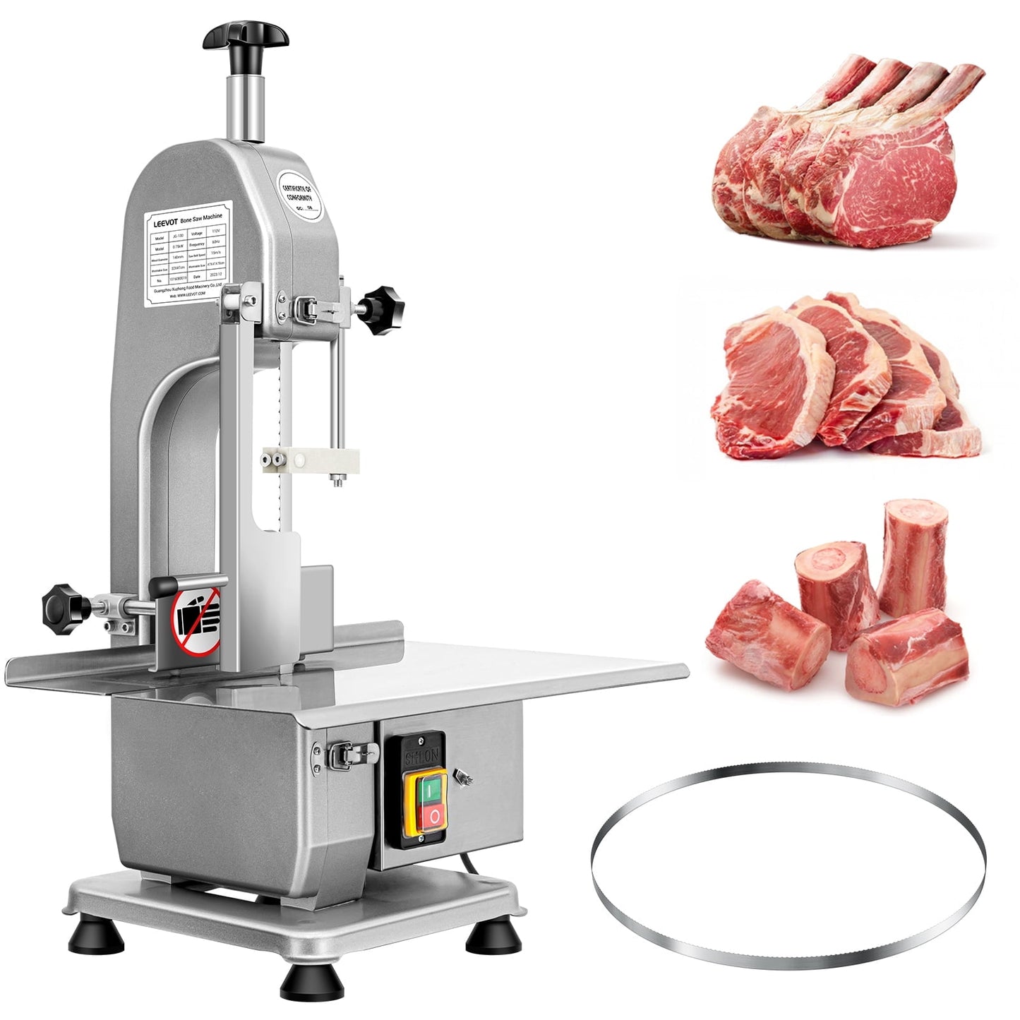 LEEVOT Bone Saw Machine Frozen Meat Cutter J-130 Bone Cutter Machine