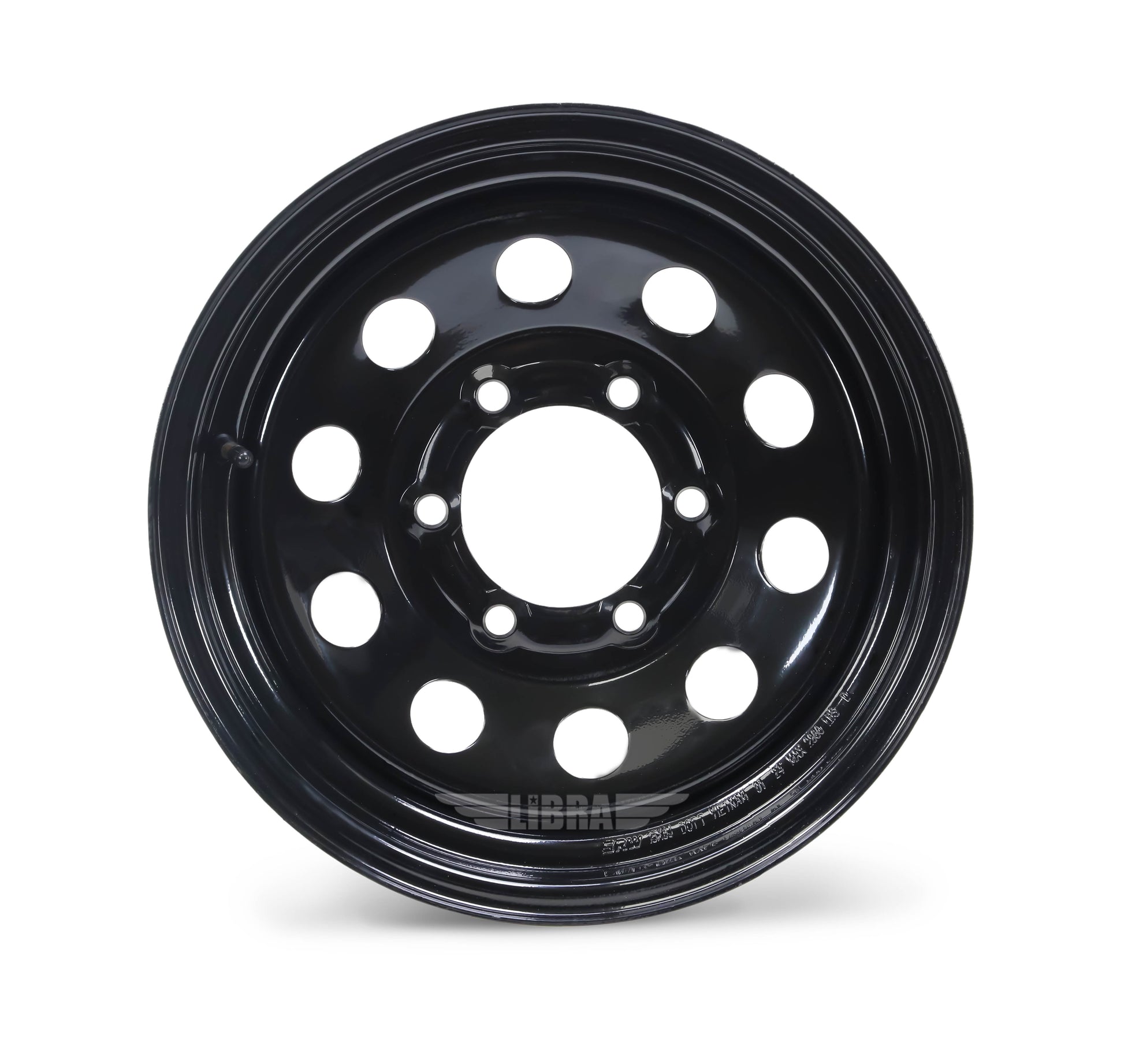 LIBRA 15 x 6 Trailer Wheels 6 Lug on 5.5" Bolt Pattern Black Mod, Set 2-17010