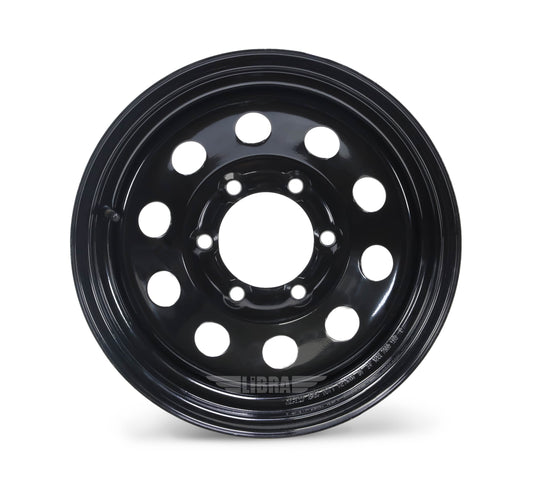 LIBRA 15 x 6 Trailer Wheels 6 Lug on 5.5" Bolt Pattern Black Mod, Set 2-17010