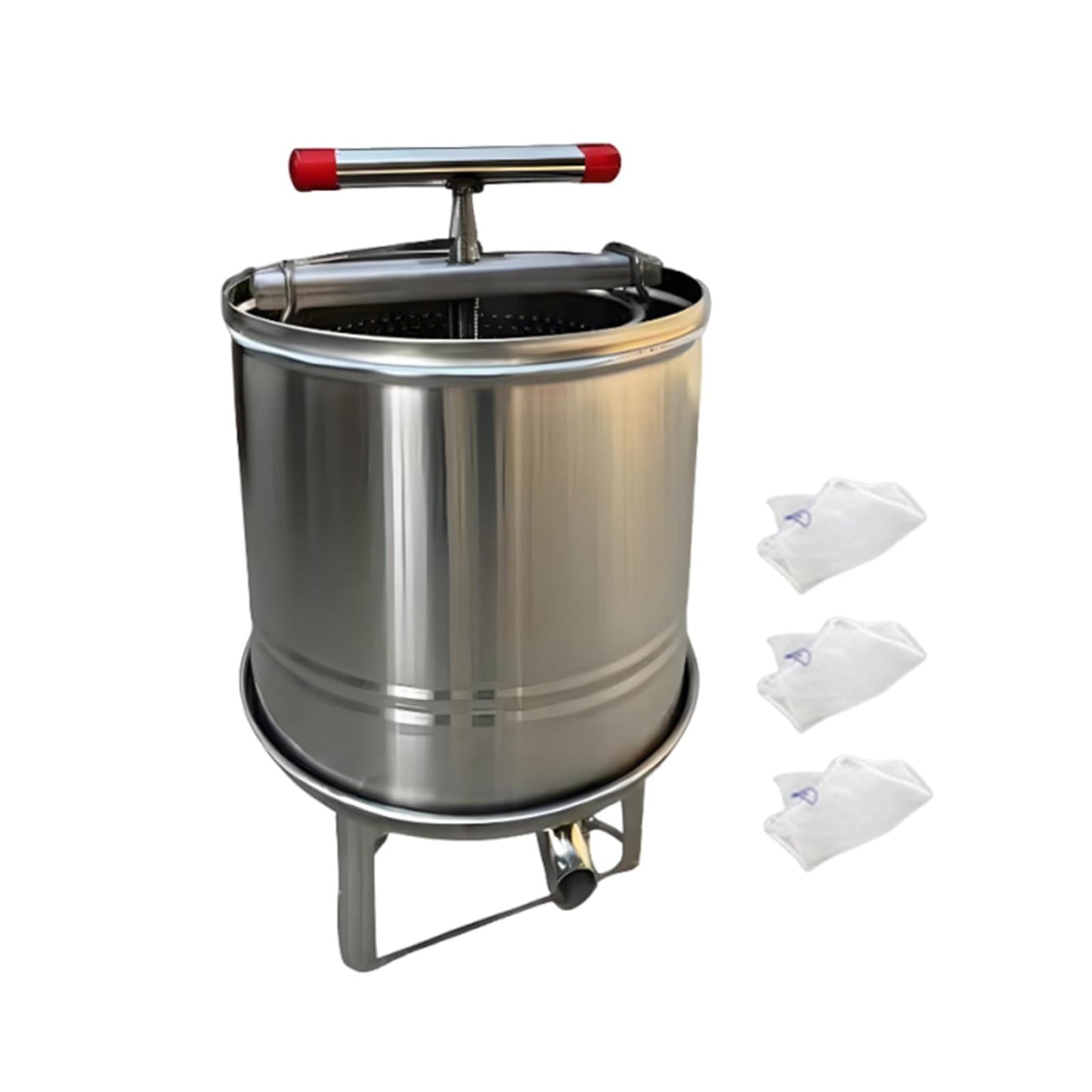 LOVIVER Honey Extractor Making Lightweight Multifunctional Stable Base Crusher Fruit Press for Olive Oil Vinasse Honeycomb 3 filtration bags