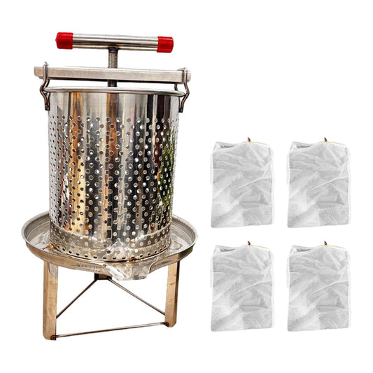 LOVIVER Honey Press Machine Making with 4 Filtration Bags Beekeeping Supplies Crusher Fruit Press for Oil Pomace Grape