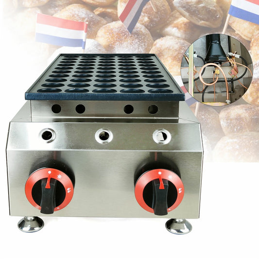 LPG Gas Poffertjes Maker 50 Holes Mini Dutch Pancakes Maker Machine Non-stick for Families, Cafeterias