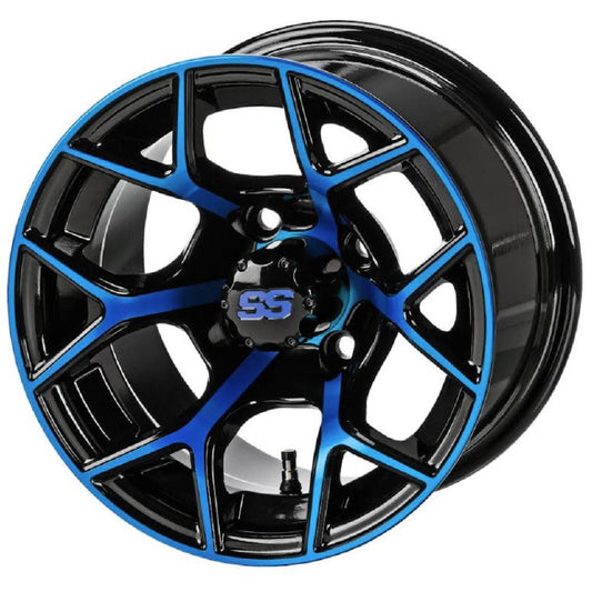 LSI Ninja 12x7 Golf Cart Wheel - Black/Blue 3+4 [12164]