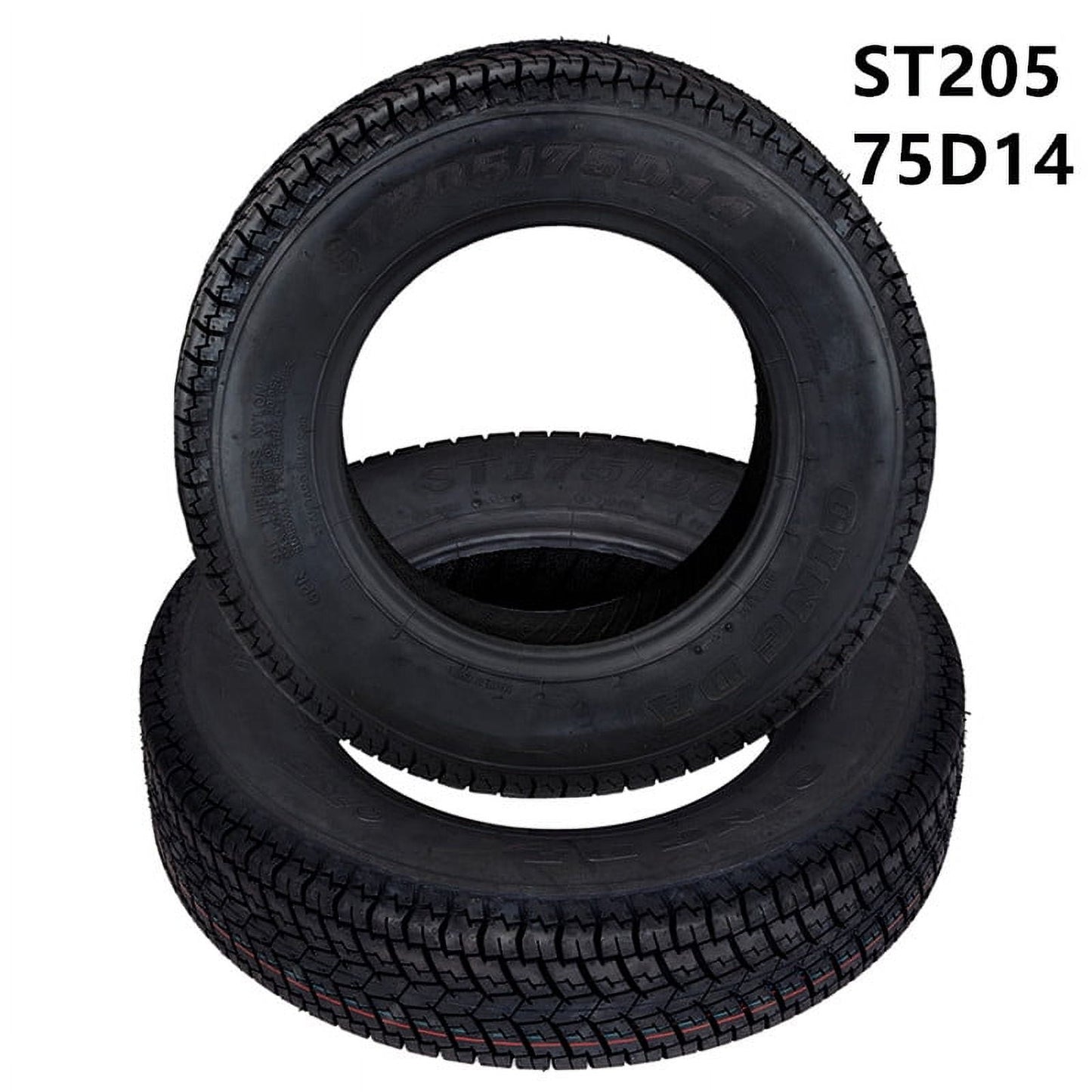 Ladcaser 2 Pack ST205/75D14 Trailer Tires 6PR Load Range C 14in Fuel-saving Designed Trailer Tires 205 75 14 for Travel, Camper, Landscape, Cargo, Utility, Boat, Farm, Hauler Trailer, Black