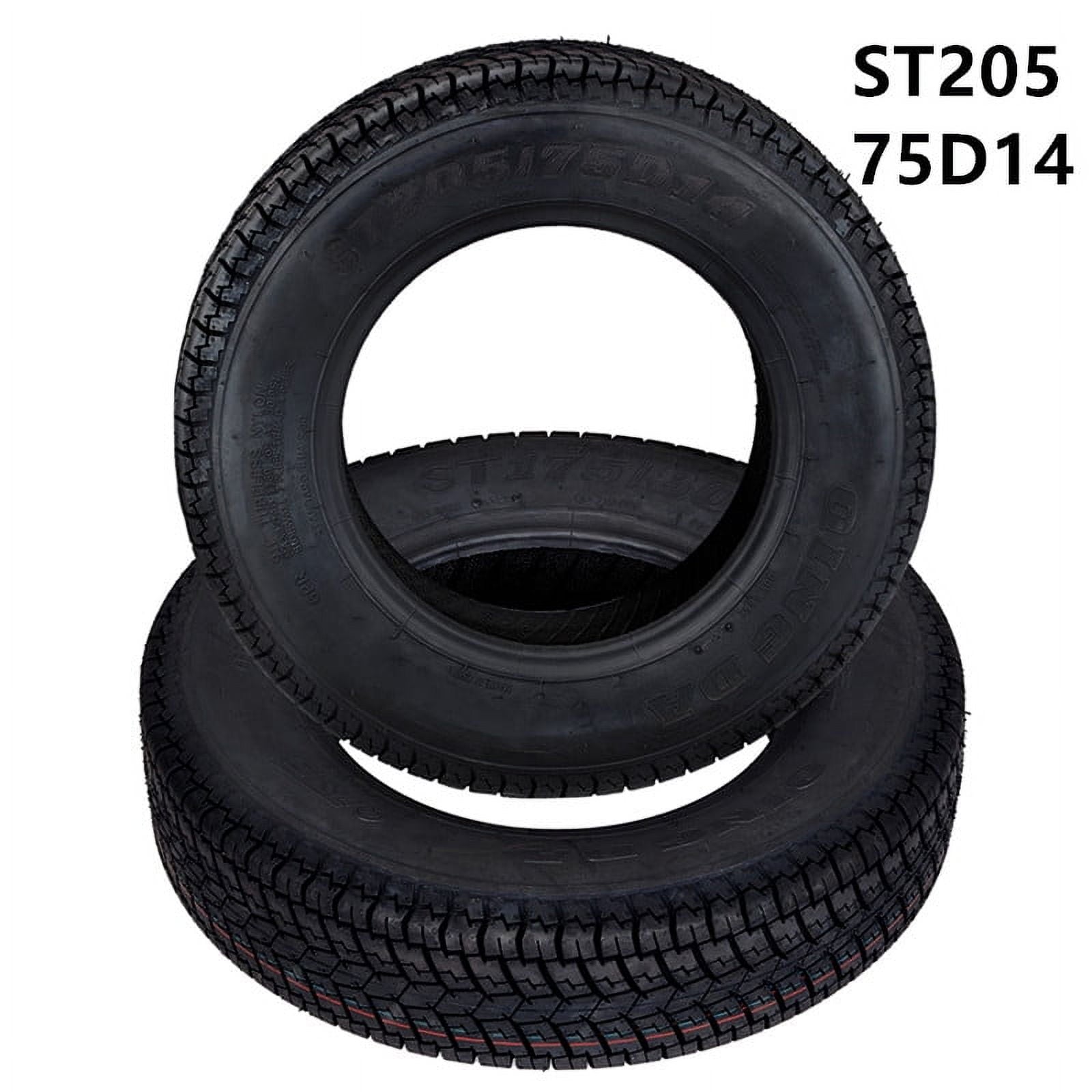 Ladcaser 2 Pack ST205/75D14 Trailer Tires 6PR Load Range C 14in Fuel-saving Designed Trailer Tires 205 75 14 for Travel, Camper, Landscape, Cargo, Utility, Boat, Farm, Hauler Trailer, Black