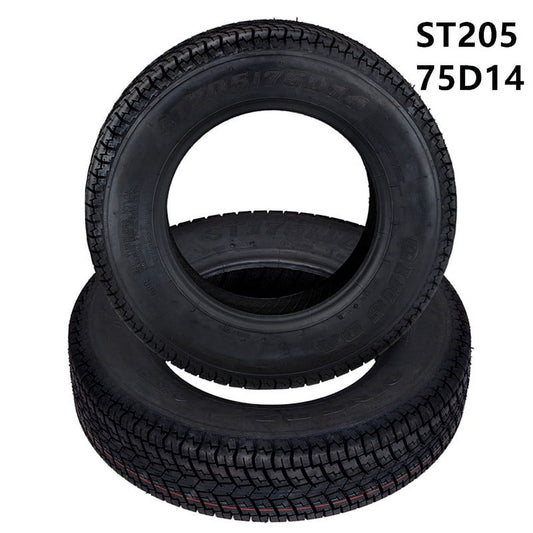 Ladcaser 2 Pack ST205/75D14 Trailer Tires 6PR Load Range C 14in Fuel-saving Designed Trailer Tires 205 75 14 for Travel, Camper, Landscape, Cargo, Utility, Boat, Farm, Hauler Trailer, Black