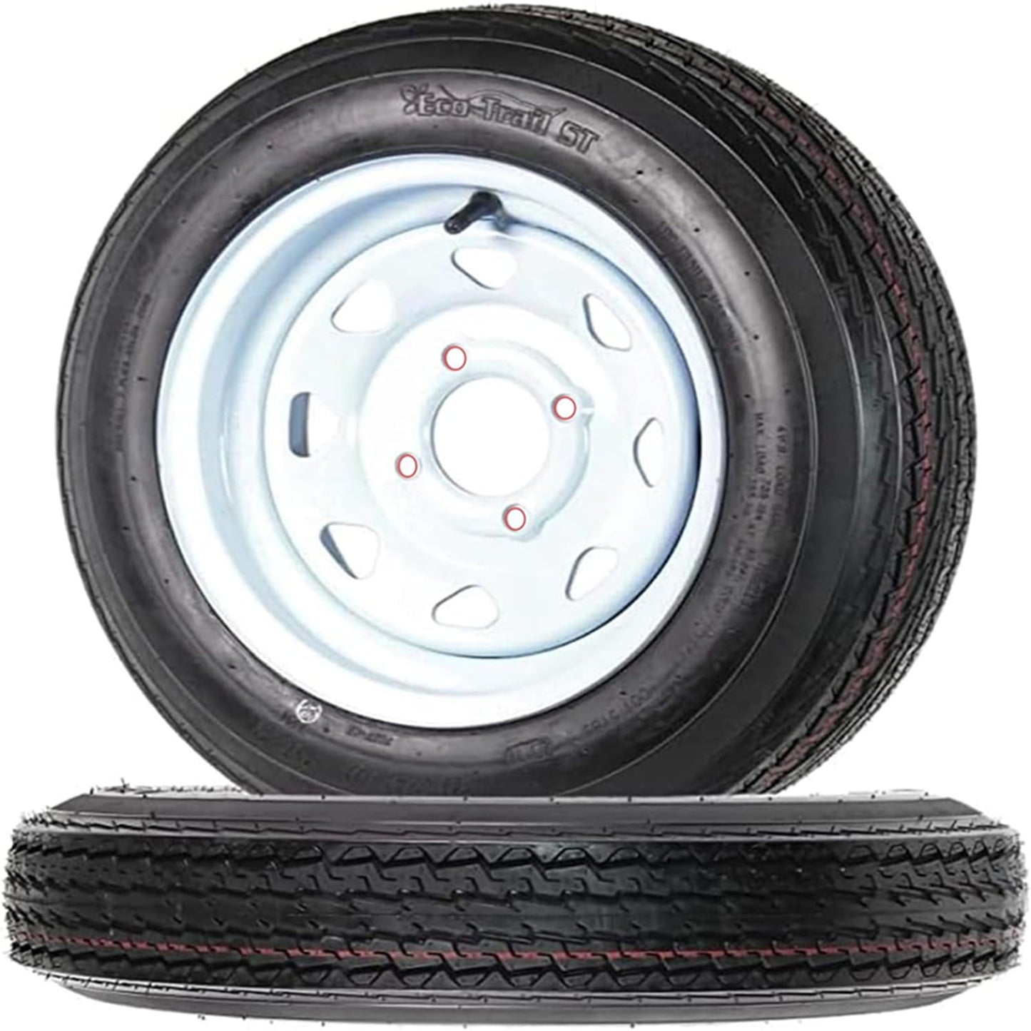 Ladcaser Set of 2 Trailer Tires, 4.80-12 480-12 480 12 6PR Trailer Tires with Rims, Load Range C 480/12 Premium Trailer Tires