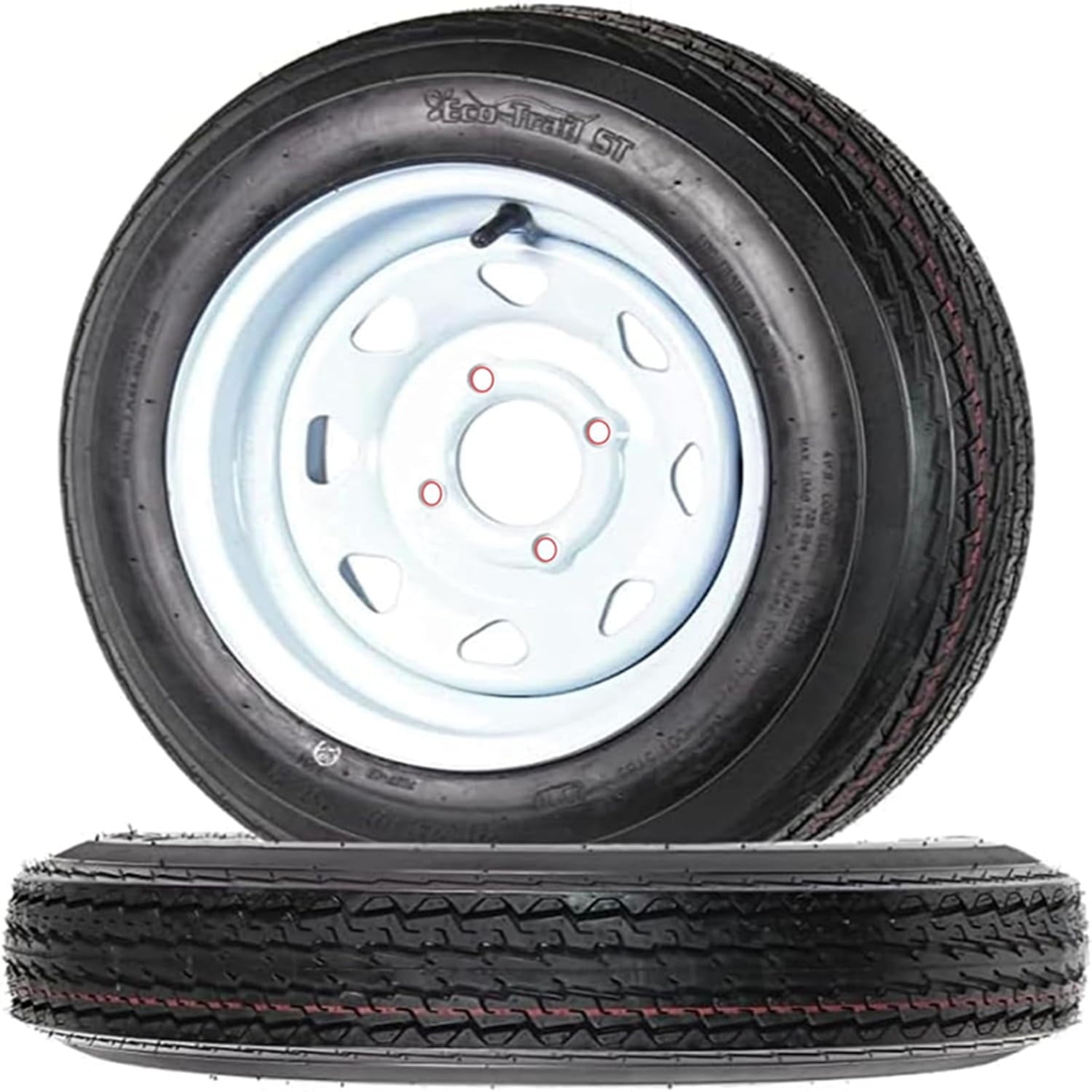 Ladcaser Set of 2 Trailer Tires, 4.80-12 480-12 480 12 6PR Trailer Tires with Rims, Load Range C 480/12 Premium Trailer Tires