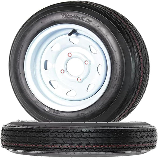 Ladcaser Set of 2 Trailer Tires, 4.80-12 480-12 480 12 6PR Trailer Tires with Rims, Load Range C 480/12 Premium Trailer Tires