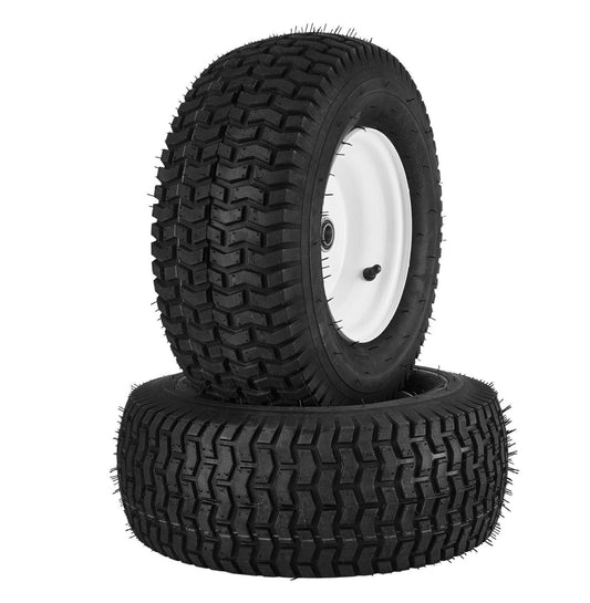 Lawn Mower Tires with Rim, 16x6.5-8" Tubeless Tractor Tires, 2-Pack Tire and Wheel Assembly, Turf Pneumatic Tires, 3" Offset Hub, 3/4" Bushing Size, 16 PCS Adapters