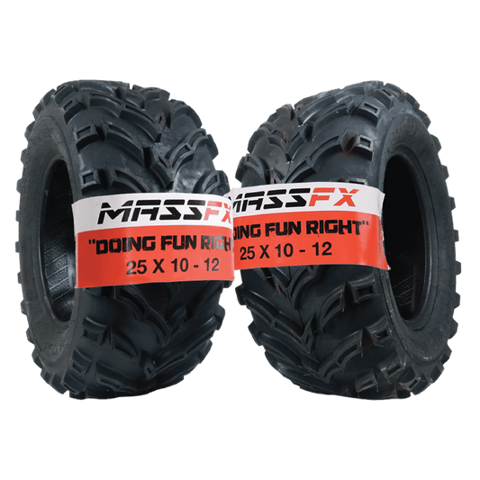 MASSFX 25x10-12 Rear Tires for ATV, UTV, & SxS-6-Ply w/ 1/2" Tread Depth (2-pk)