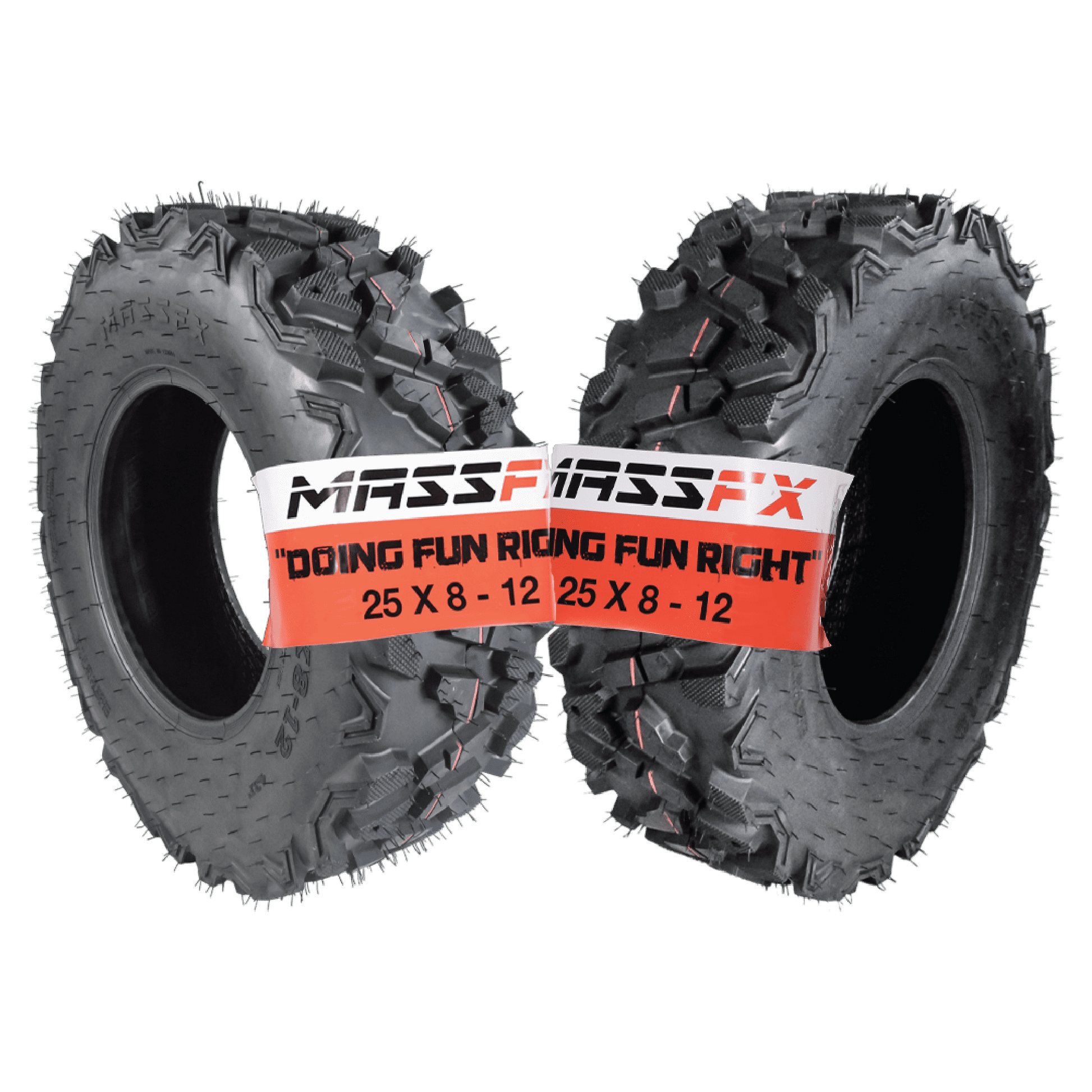 MASSFX 25x8-12 Front Off-Road Tire for All-Terrain (ATV), Utility Task (UTV), & Side-by Side (SXS) Vehicles 25/8-12 (2 Pack)