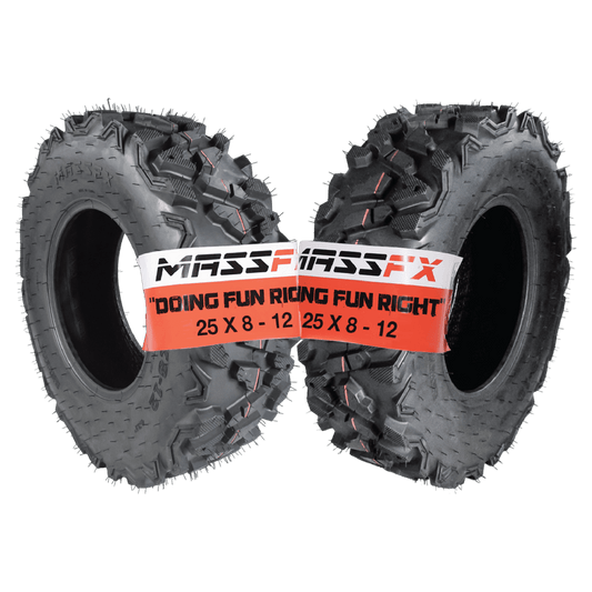 MASSFX 25x8-12 Front Off-Road Tire for All-Terrain (ATV), Utility Task (UTV), & Side-by Side (SXS) Vehicles 25/8-12 (2 Pack)