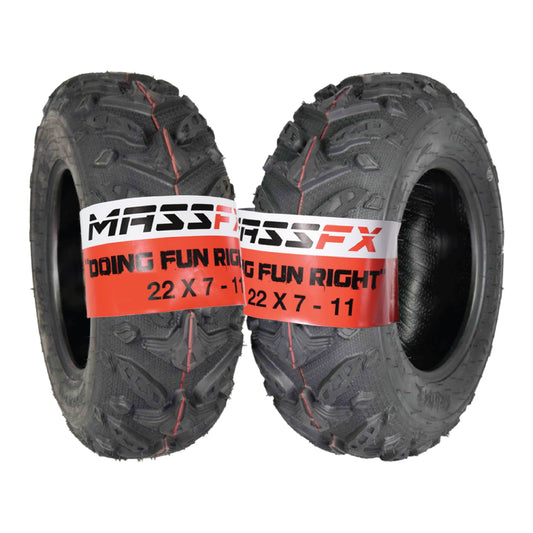 MASSFX Grinder 22x7-11 Front Tires (2) for All-Terrain (ATV), Utility-Task (UTV), and Side-by-Side (SxS) Vehicles on Soft/Hard Pack Ground - 6-Ply 22x7x11 (2-Pack)