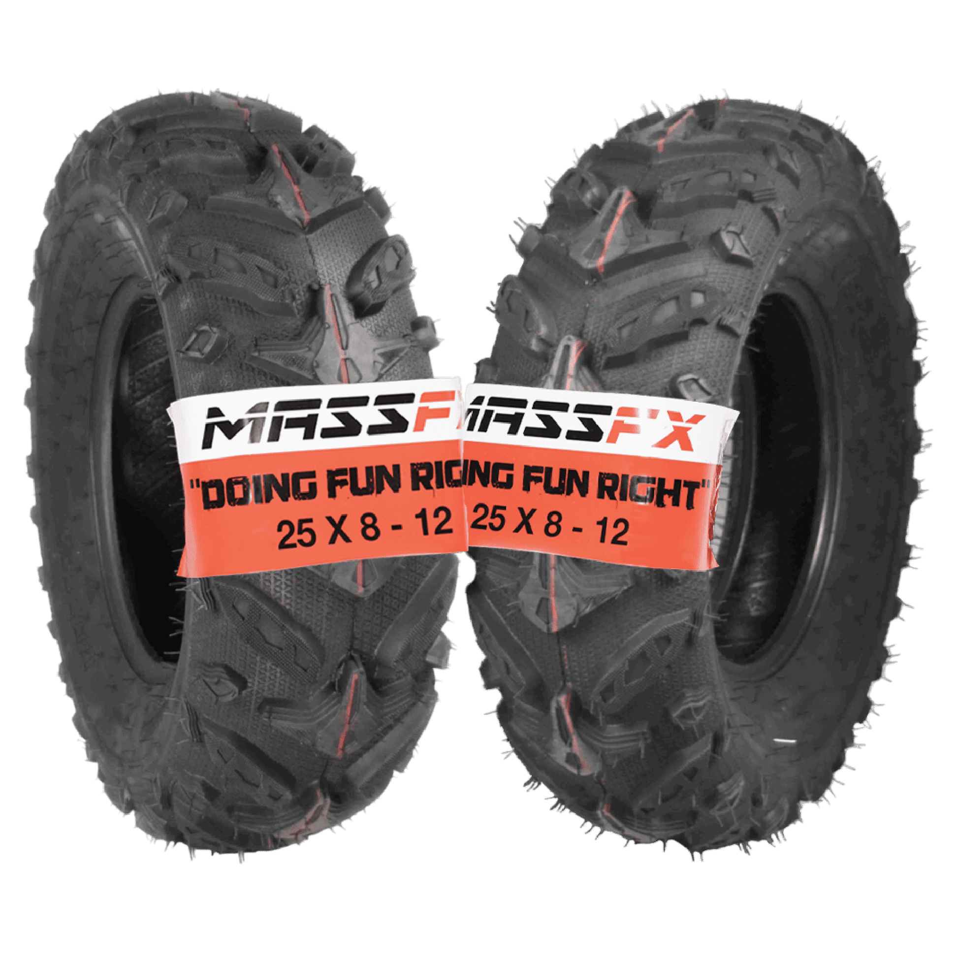 MASSFX Grinder 25x8-12 Front Tires-ATV, UTV, & SxS on Soft/Hard Pack Ground 2 pk