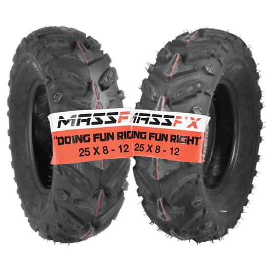 MASSFX Grinder 25x8-12 Front Tires-ATV, UTV, & SxS on Soft/Hard Pack Ground 2 pk