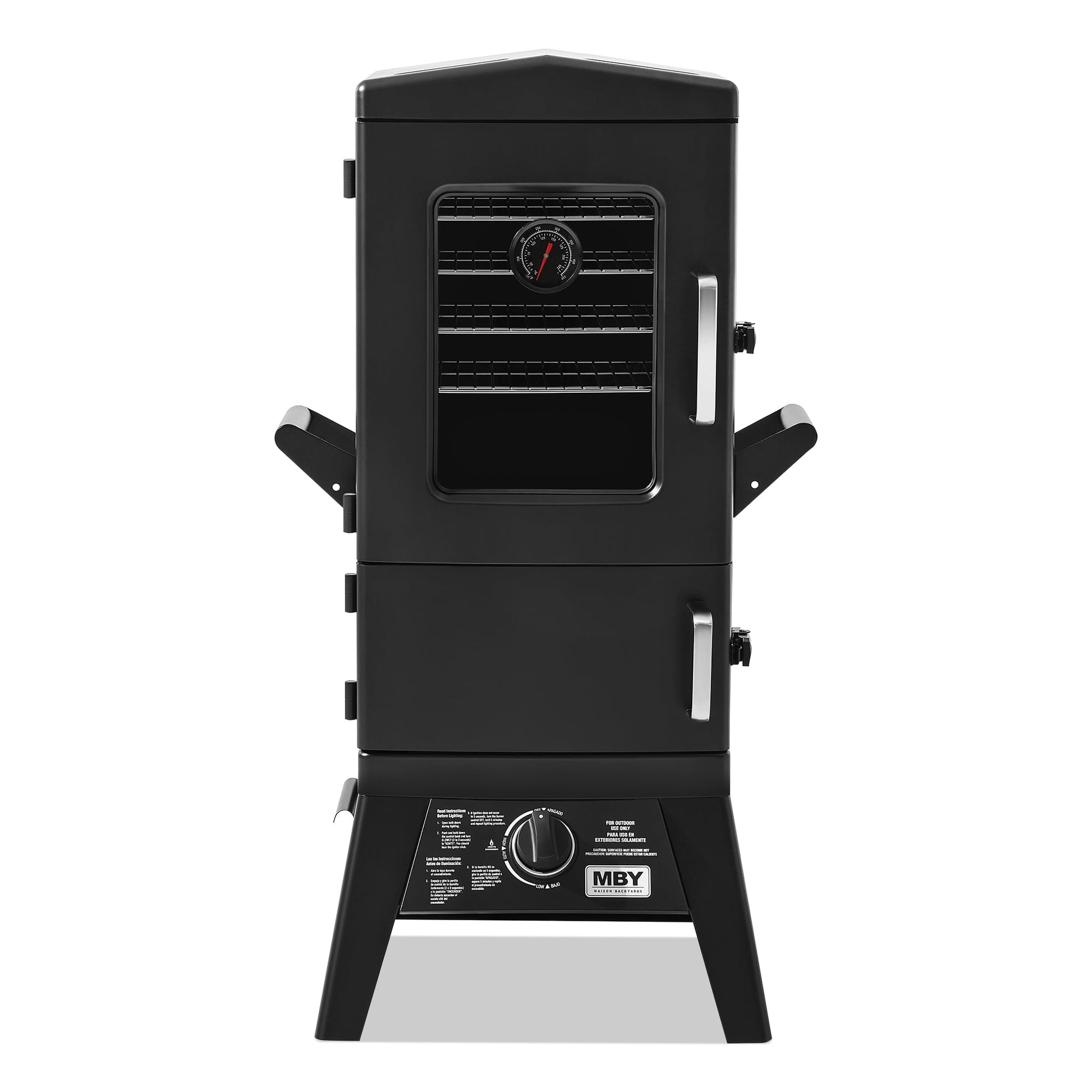 MBY Outdoor Vertical Propane Gas Smoker with Cover, 4 Removable Racks, Adjustable Temperature Control, Heavy-Duty BBQ Grill for Backyard Cooking