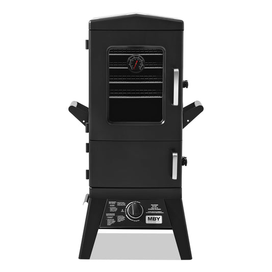 MBY Outdoor Vertical Propane Gas Smoker with Cover, 4 Removable Racks, Adjustable Temperature Control, Heavy-Duty BBQ Grill for Backyard Cooking