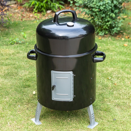 Summit Living 17" Portable Kettle Charcoal Grill 2 in 1 BBQ Grill & Smoker