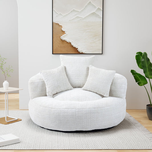 MOONMISS Chenille High Back Lazy Boy Sofa with Throw Pillows for Adults and Children, Indoor Outdoor, Beige