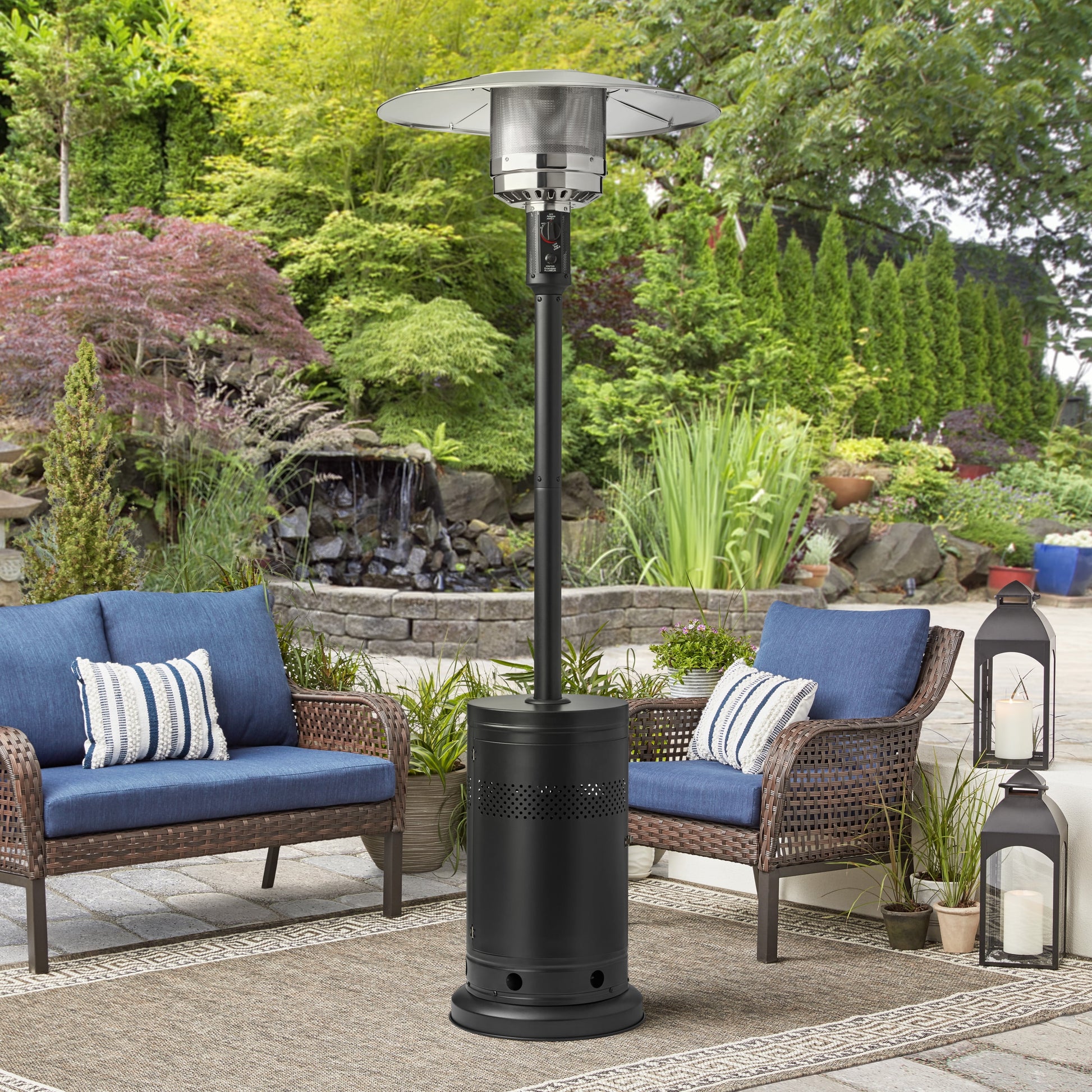 Mainstays 48,000 BTU Freestanding Metal Propane Patio Heater, Black