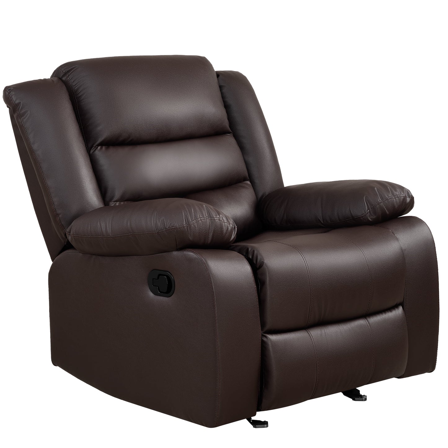 Manual Rocker Recliner Chair Leather Rocking Recliner Chairs for Small Spaces, Living Room Lounge Glider Recliners, Brown