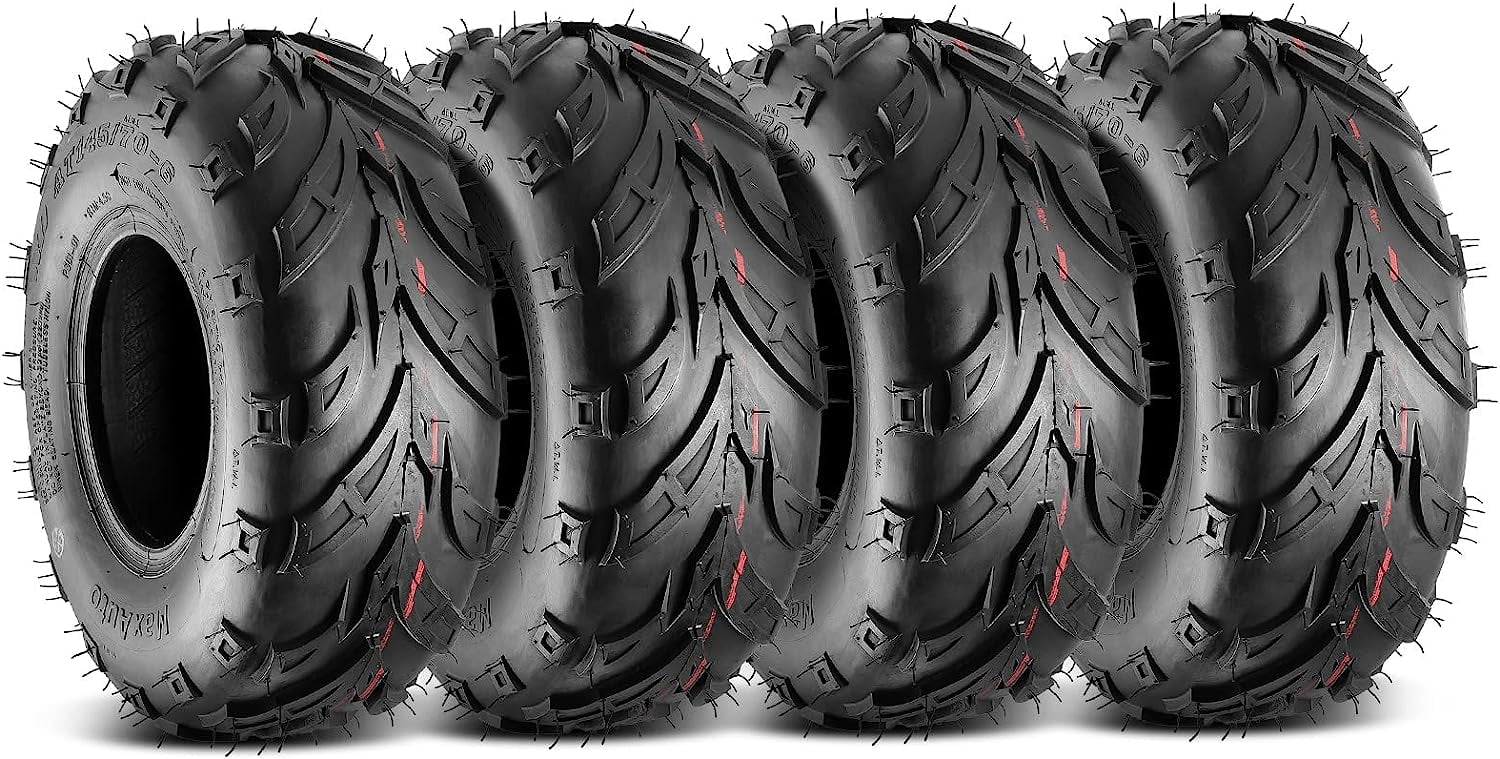 MaxAuto 145 70 6 ATV Tires 145/70-6 Mini Bike Tires 145 70-6 Go Kart Tires AT 145x70-6 Tire 4PLY Tubeless Tire, Set of 4