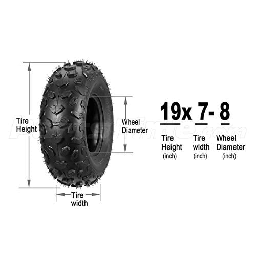 MaxAuto 19x7-8 19x7x8 All Terrain ATV Tire Mini Bike Tire 4PR UTV Sport Quad Tires Load range B 28J (2Piece)