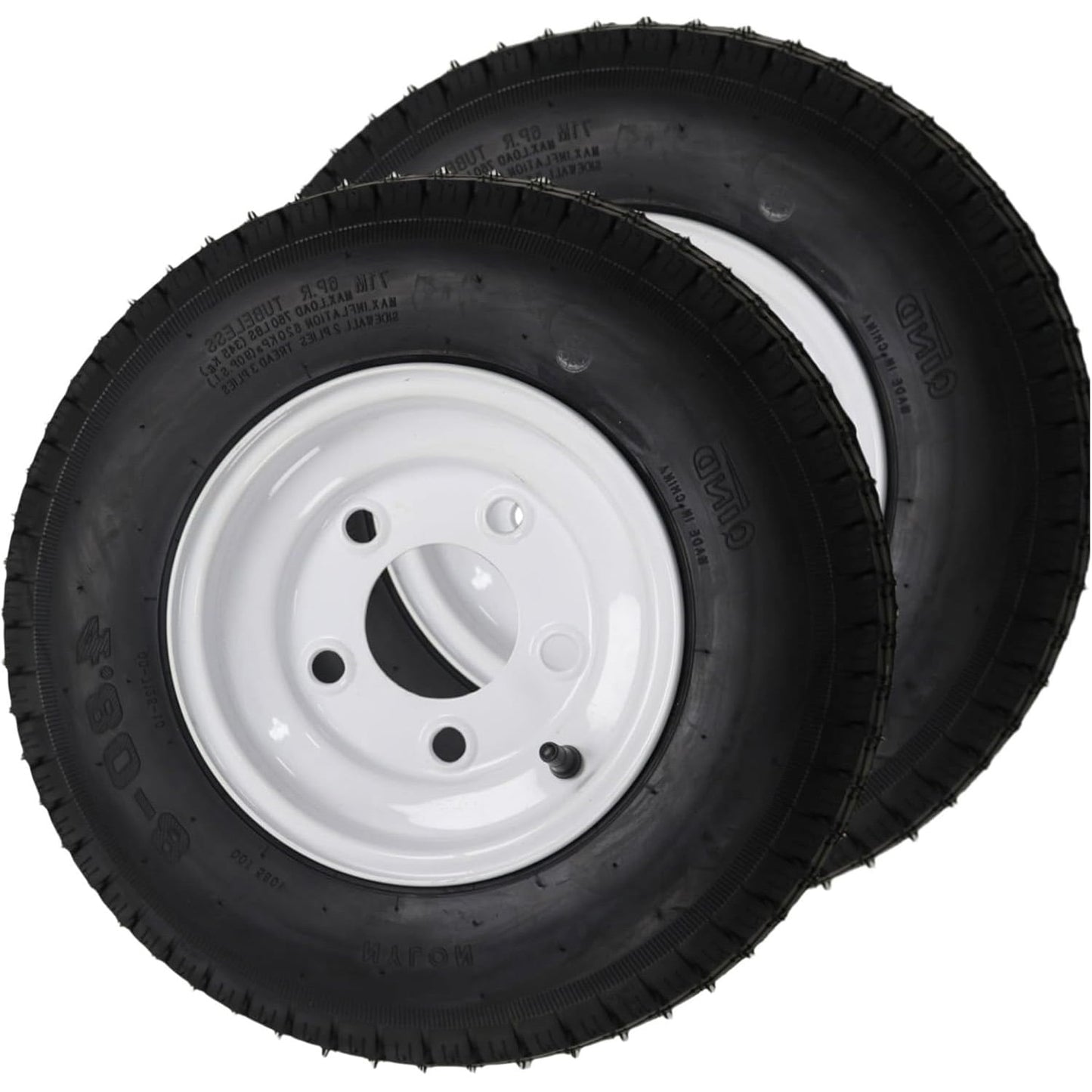 Mescukay 4.80-8 4.80x8 480-8 4.80-8 Trailer Tires with 8" Rims, 5 Lug on 4.5", Load Range C, 6PR, Set of 2 Tires