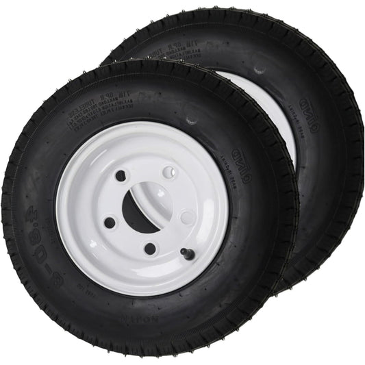 Mescukay 4.80-8 4.80x8 480-8 4.80-8 Trailer Tires with 8" Rims, 5 Lug on 4.5", Load Range C, 6PR, Set of 2 Tires