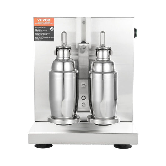 Milkshake Maker Machine, 120W Commercial Milk Tea Shaker Machine, Double Head Milk Shake Mixer Machine, 0-180s Adjustable Milkshake Blender, with 750 ml Stainless Steel Cup, for Milk Tea Store