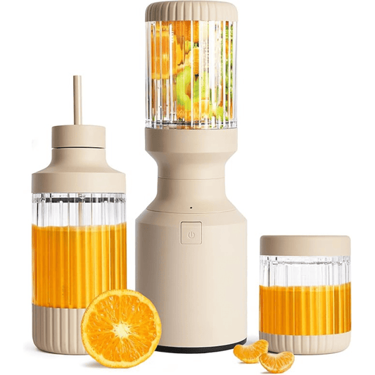 The Mini Blender Plus | Mini Countertop Kitchen Blender | Blend Smoothies and Shakes, Dressings, Sauces, Dips | Extra Vessels, Straw Cap and Straws Included | 600W (Sand)