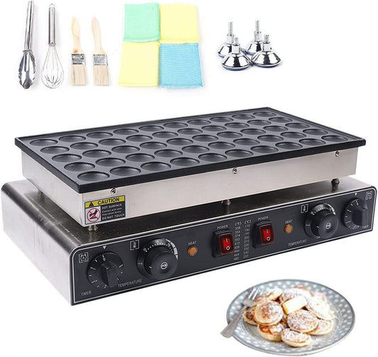 Mini Dutch Pancake Baker Maker, Commercial Electric Nonstick 36Pcs/50Pcs Poffertje Mini Pancake Maker Stainless Steel for Restaurants, Cafes Shops (50Pcs)