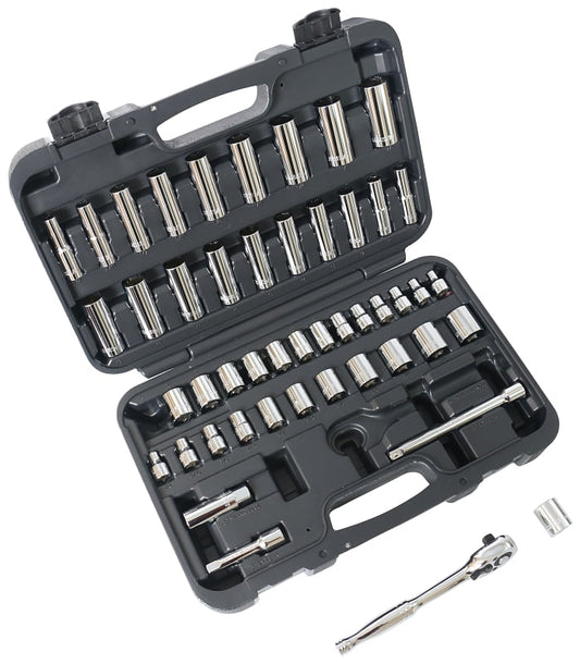 Mintcraft TS-473-3-8SA-ME 0.38 Driver Sae Metric 48 Piece Socket Set