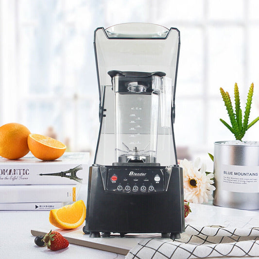 Miumaeov Commercial Blender 110V Commercial Smoothie Blenders Professional Touch Blender Countertop Blender with Shield Quiet Sound Enclosure Fruit Juicer Milk Shake Machine