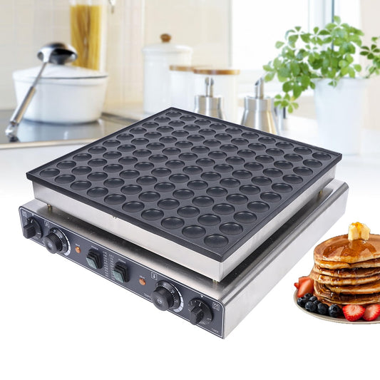 Miumaeov Commercial Pancake Maker Electric Mini Dutch Dorayaki Pancake Baker Muffin Making Machine with 100Pcs Double Switch Non-stick Surface for Bakery Home Restaurant