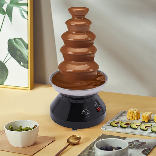 Miumaeov Electric Chocolate Fondue Fountain 5 Tier Chocolate Melting Heating Machine Stainless Steel 110V
