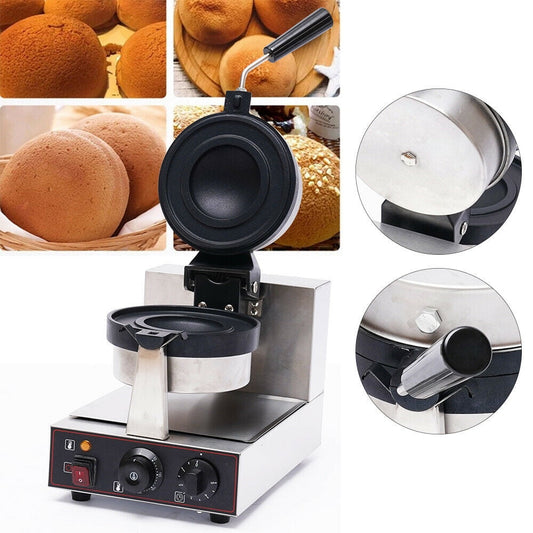 Mkyiongou Electric Burger Waffle Maker Machine Panini Hamburger Press Baking Machine Round