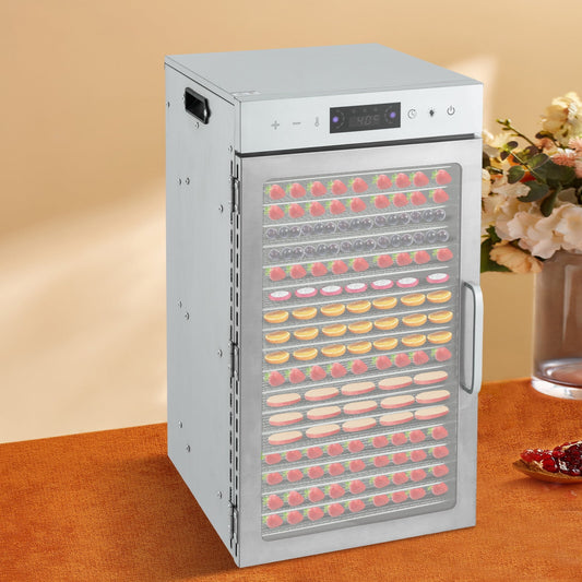 Modern Rectangular Commercial Dehydrator 18 Stainless Steel Trays Fruit Vegetable Food Dry Machine 110V 800W 11.81*12*21.85in for A Home, Pet Shop, or Bakery