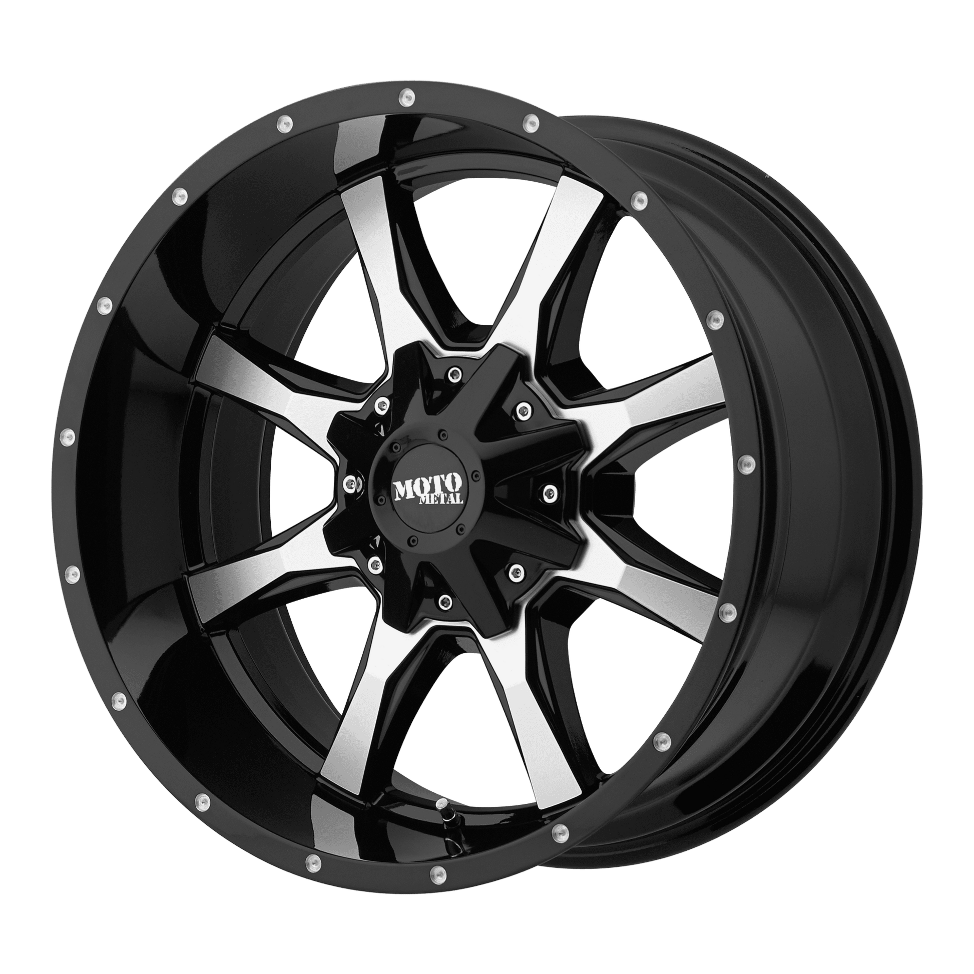 Moto Metal Cast Aluminum Rim MO970 17X8 8X6.5 G-BLK MACH 00MM, MO97078080300US