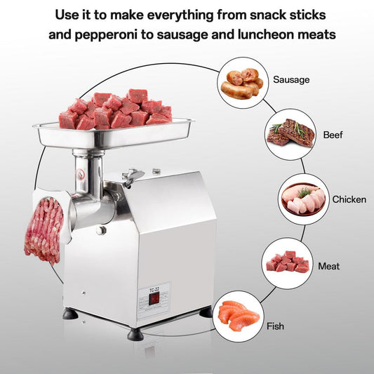 Mulaxen Meat Grinder Electric Beef Meat Mincer Machine 110V Multifunctional Heavy Duty Commercial Meat Mincer Machine Food Grinder Kitchen Tool for Homemade Burger Patties serviceable