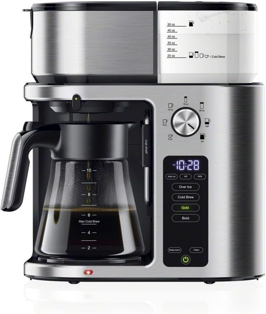 MultiServe Plus 10- Cup Pod Free Drip Coffee Maker, 7 Brew Sizes/Hot & Cold Brew, Stainless steel