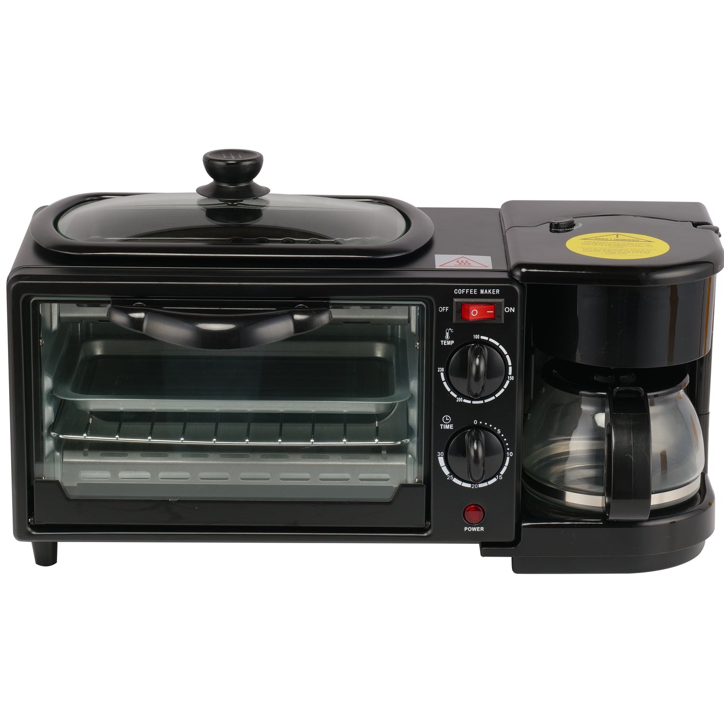 Multifunctional Breakfast Station with Mini Oven, Non-Stick Griddle, and Coffee Maker - Perfect for Sandwiches, Bacon, Sausages, and Drip Coffee