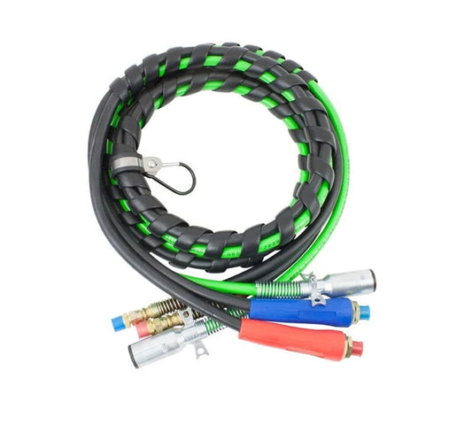3-in-One Rubber Air Hose Electrical Cable Wrap 12' Air Line Hose