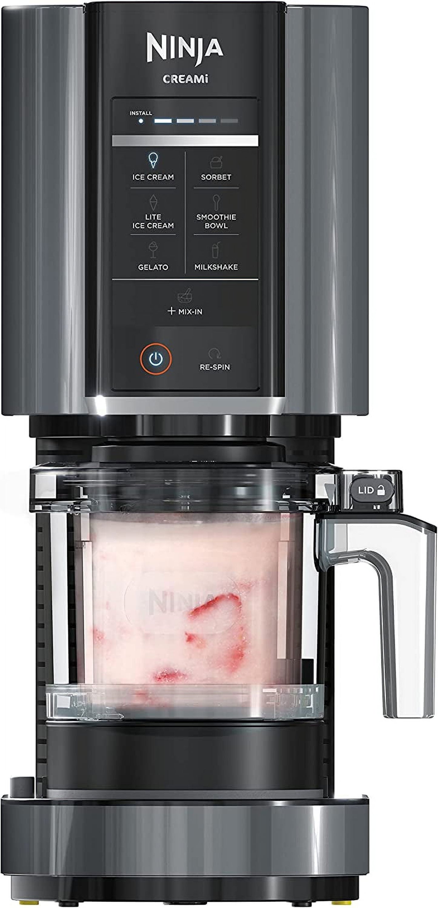 NC299AMZ CREAMi Ice Cream Maker, for Gelato, Mix-ins, Milkshakes, Sorbet, Smoothie Bowls & More, 7 One-Touch Programs, with (1) Pint Container & Lid, Compact Size, Perfect for Kids, Matte Black
