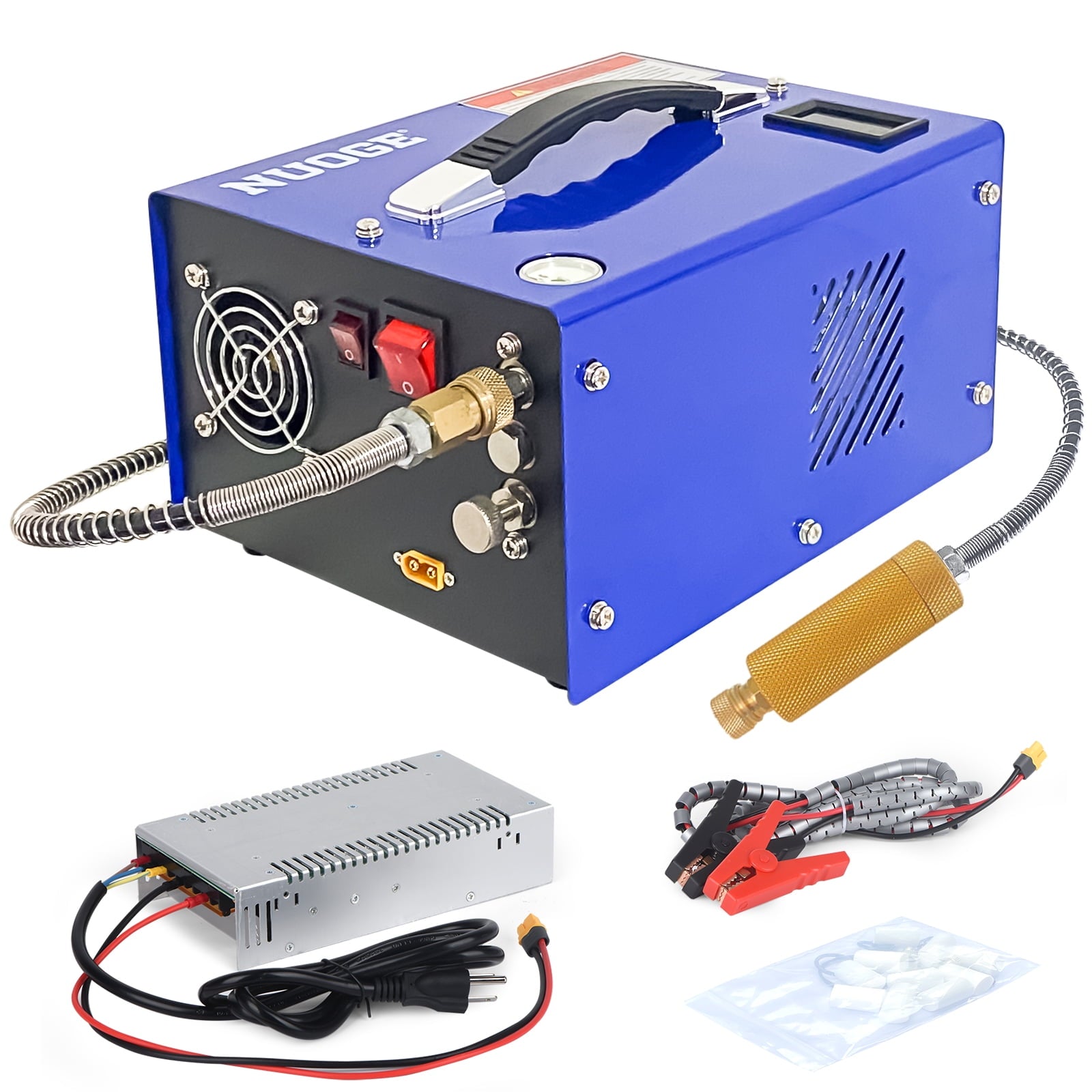 NUOGE Pcp Air Compressor Copper 12V DC or 110V/220V AC 4500Psi 0.3 Gal